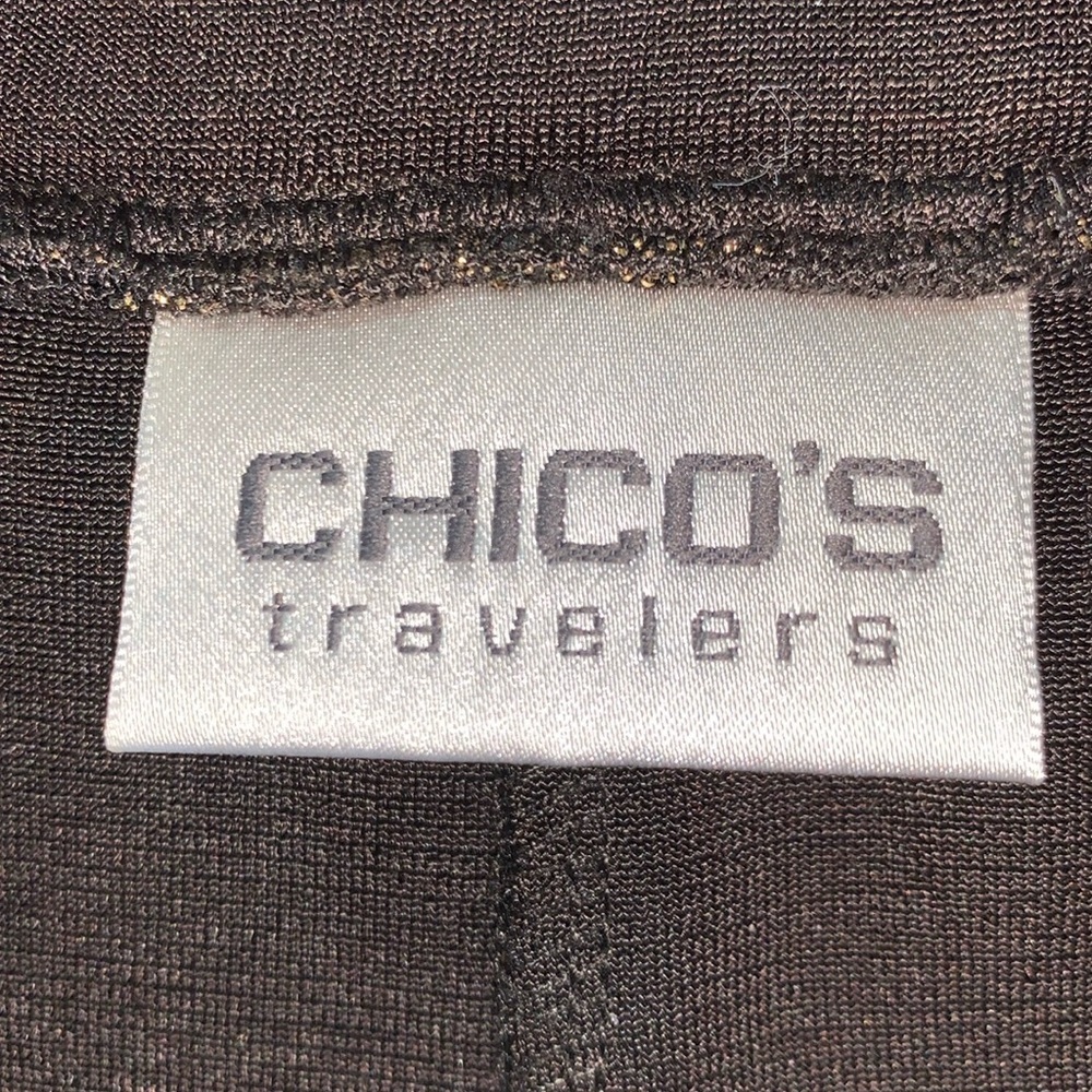 CHICO’s TRAVELER full skirt, black, gold flecks. Elastic waist. Sz 1 (US 8) - Picture 8 of 15